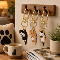 Gantungan Kunci Kucing Lucu Cetak UV Tuxedo Orange Tabby Calico Enamel Charm Logam Emas Gantungan Tas Hadiah untuk Pecinta Kucing