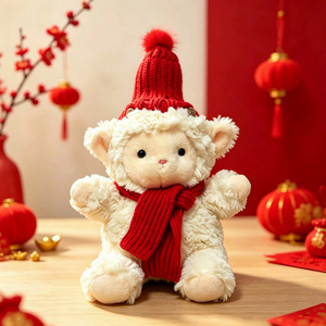 Venta al por mayor de fábrica OEM ODM: Peluche de oveja Sherpa rizada blanca realista, cordero de peluche suave para regalo de compañero de sueño para guardería. - Product Image 3