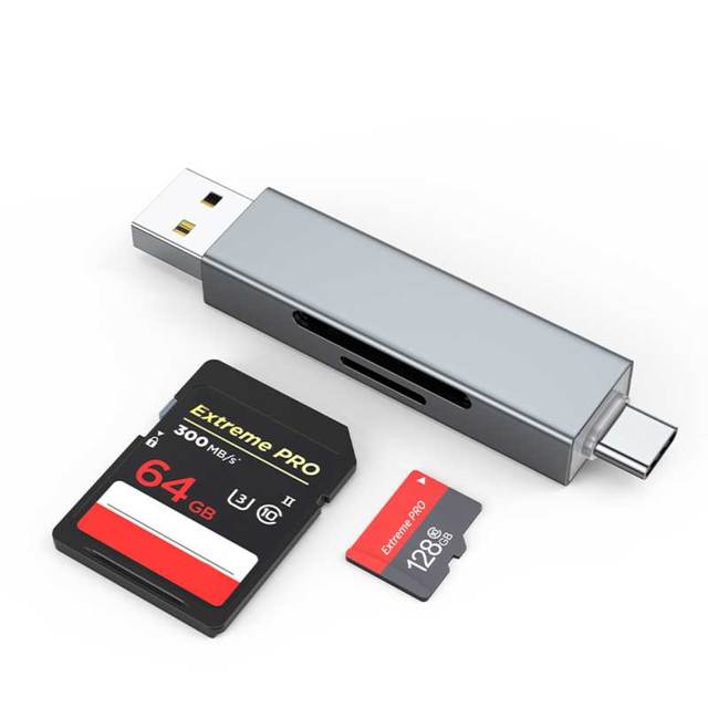 Cantell High-Speed ABS USB-C to TF/SD Card Adapter USB 3.0 Dual Slots External Memory Card Reader for Cell Phone