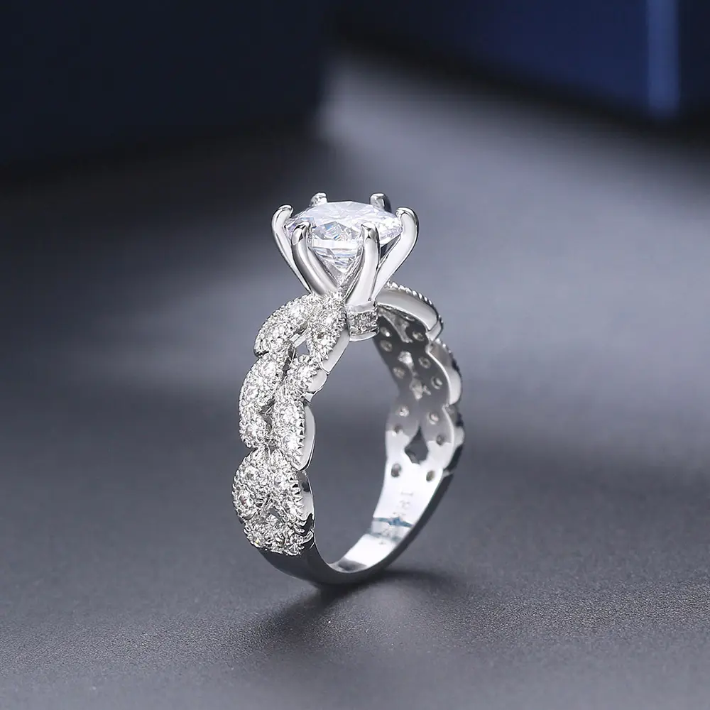 Double Adil Cincin untuk Wanita AAA + CZ Kristal Pernikahan dan Pertunangan Perhiasan untuk Wanita Hadiah R657
