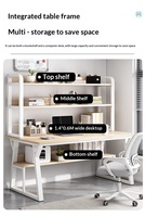 Bureau intégré avec étagère, bureau d'ordinateur de bureau pour la maison et la chambre, bureau d'étudiant pour maison de location, bureau d'écriture simple, bureau d'apprentissage