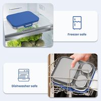 Edelstahl Bento Lunchbox 3 Fächer Rechteckig FDA LFGB Zugelassen Große Kapazität mit Suppenschüssel