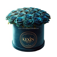 Boîte à fleurs de chapeau de forme ronde de haute qualité pour boîtes de Bouquet d'affichage de fleurs avec Logo boîte à fleurs ronde en velours avec conception de ruban