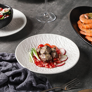 Juego de Vajilla de Porcelana Ecológico con Diseño Retro Clásico de Roca, Tazón para Sopa, Platos para Cena/Pescado/Filete, Blanco y Negro - Product Image 4