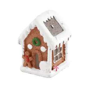 Customized Wholesale Resin Crafts Christmas Mini Gingerbread Man House Tabletop Ornaments Home Decor