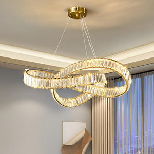 Nordique simple éclairage créatif or cercle moderne spirale cristal anneau rond led suspension - Product Image 3