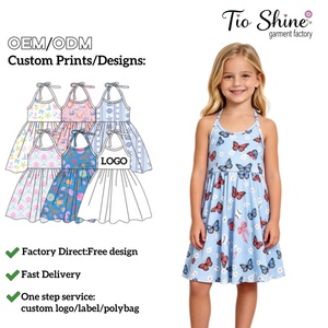 Robe licou imprimée Hippo Kids pour filles, idéale pour les vacances d'été à la plage, modèle moelleux grande taille, service ODM, robe une pièce pour adolescentes - Product Image 1