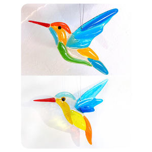 Decoração de Vidro Colorido para Jardim em Forma de Beija-flor, <span class=keywords><strong>Suncatcher</strong></span> de Vidro Fundido Personalizado, Decoração de Janela em Vidro Fundido Multicolorido Feita à Mão - Product Image 5