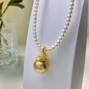 31088 Accessoires de perles DIY Pendentif en argent S925 avec perles rondes de 10-13 mm Support vide pour bouton Collier élégant et stylé - Product Image 1