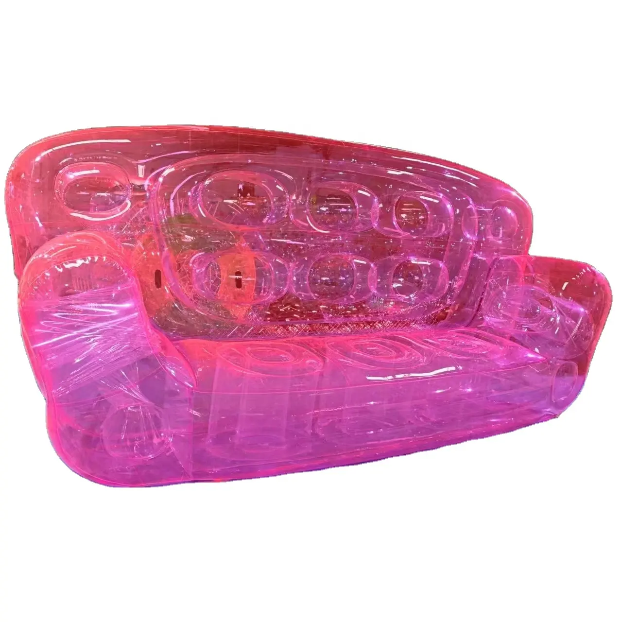 Sofá inflável transparente para pessoas em PVC4 com logotipo personalizado Sofá inflável para uso ao ar livre confortável rosa