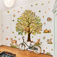 Autocollants muraux créatifs en PVC pour enfants, forêt amusante, été, automne, arbre, animaux, style nordique, décoration de chambre à coucher, salon, 30x60cm, M16125