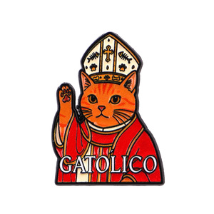 Divertente Spilla da Bavero Smaltata a Forma di Gatto Sacerdote Cattolico, Spilla a Forma di Gatto Religioso Cartoonesco <span class=keywords><strong>per</strong></span> Amanti dei Gatti e Regali Originali - Product Image 1