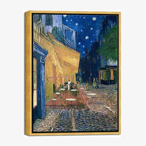 Nghệ Thuật Treo Tường Của Quán Cà Phê Sân Thượng Vào Ban Đêm Của Bức Tranh Vincent Van Gogh In Vải Trừu Tượng Tái Tạo