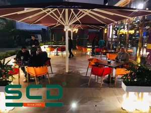 10 pies <span class=keywords><strong>3M</strong></span> jardín playa sombrilla redonda Patio comercial sombrilla con base y LED - Product Image 4