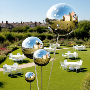 Palos de planta de Metal de tamaño personalizado bolas mirando espejo bola de acero de Metal adorno de jardín bola decorativa con palo - Product Image 5