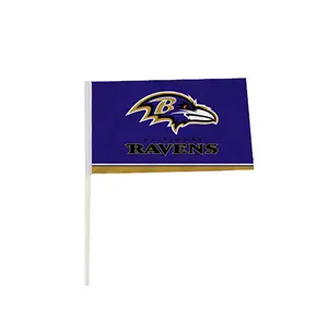 最新设计的美国橄榄球联盟10x15手工挥舞旗帜巴尔的摩乌鸦挥舞旗帜