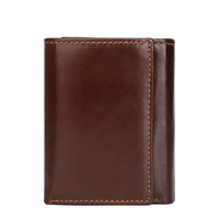 Dompet Pria Kulit Asli Vintage RFID Anti-Skimming Multi-Slot Kartu Model Pendek Diskon 70% Penjepit Uang Penjepit Dolar Kantong Koin