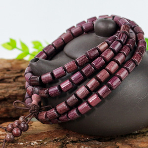 Pulsera de cuentas de oración budistas de madera violeta, 108 cuentas, diseño de borla en forma de barril, joyería unisex, regalo de Hangzhou - Product Image 2