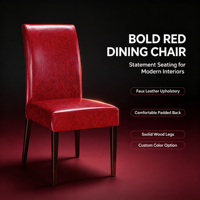 Chaise simple et détachable à dossier haut, confortable, en bois massif de couleur unie, avec revêtement en cuir durable, pour hôtel, restaurant ou villa moderne