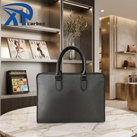 Sac d'affaires en fibre de carbone sergé haute résistance avec poignée en cuir véritable, mallette de bureau formelle pour ordinateurs portables