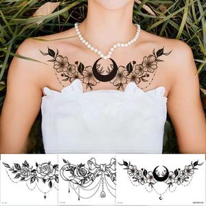 Tatuaje Temporal Impermeable para <span class=keywords><strong>Mujer</strong></span>, Diseño de Flor Grande <span class=keywords><strong>en</strong></span> el Pecho, Tatuajes Sensuales Debajo del Busto - Product Image 2