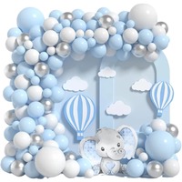 Kit d'arche de guirlande de ballons en latex argenté, bleu et blanc avec confettis pour décoration de fête, mariage d'hiver et anniversaire