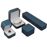 Grüne PU-Leder Schmuckbox, Verschiedene Größen Ring Ohrring Halskette Geschenkverpackung, Fabrik Großhandel Individuelles Logo