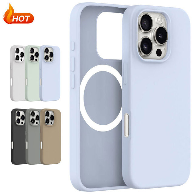 2024 High Quality New Silicone Phone case Drop-Proof Microfiber Soft Touch Protection Magnetic Case for iPhone 16 Pro Max