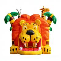 Wahana Permainan Inflatable PVC Ramah Lingkungan Bertema Safari Hutan, Rintangan Berbentuk Singa Jerapah, Peralatan Petualangan Kebun Binatang Anak-Anak, Kelas Komersial