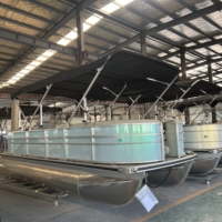 Nouveau Yacht de Luxe Familial en Aluminium 5,8 m pour Pêche et Parc d'Attractions, Bateaux à Pontons Flottants 19 pieds, Barge de Fête avec Moteur Hors-Bord