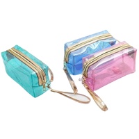 Pochette de voyage transparente en PVC scintillant imperméable, trousse de maquillage en gelée, sac de toilette de voyage avec impression personnalisée