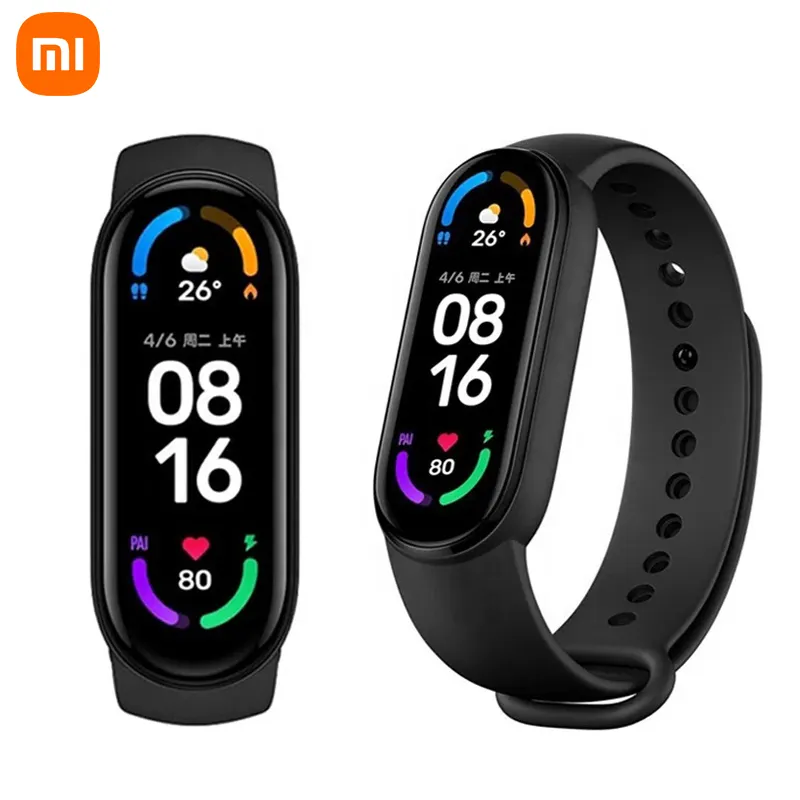 Global Version Xiaomi Mi Band 6 AMOLED Screen Blood Oxygen Fitness Tracker Heart Rate 5 ATM Waterproof Smart Band 6 Bracelet