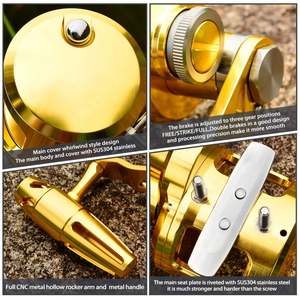 Carrete de arrastre 5,7: 1 carrete de Jigging de aluminio mecanizado CNC de alta velocidad 40LB Max Drag mar pesca rueda T-<span class=keywords><strong>Bar</strong></span> mango Pesca - Product Image 2