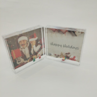 Cadre photo liquide rectangulaire en acrylique 2*3 4*4 4*6 5*7 Flocon de neige rouge Père Noël Arbre de Noël Bonhomme de neige comme cadeau et souvenir