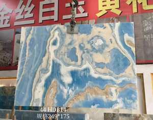 Dalles d'onyx bleu <span class=keywords><strong>saphir</strong></span> modernes translucides, collection Éclat Glacial, pour comptoirs, îlots rétroéclairés et cascades - Product Image 5