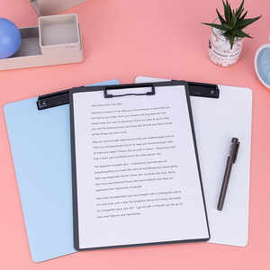 Deli 64502 Clipboard A4 <b>Plastic</b> Clip Board Light Blue Gray Writing Pad Exam Paper Holder - Product Image 1