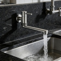 Robinet mural simple eau froide en acier inoxydable 304 brossé pour usage domestique, commercial, balcon et bassin de lavage