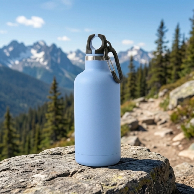 Small & Large Size Vacuum Insulated Stainless Steel Water Bottle With Carabiner Lid Leakproof Outdoor Sport Travel Thermos