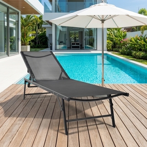 Silla de Playa <span class=keywords><strong>Plegable</strong></span> de Malla de PVC Resistente y Transpirable, <span class=keywords><strong>Tumbona</strong></span> Reclinable Multiposición para el Borde de la Piscina - Product Image 1