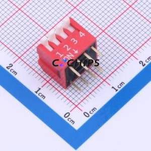 DP-04-R-T DIP Switch Through hole Component (THT) Switch Piano Key Single Pole Single Throw 4 2.54mm - Product Image 1