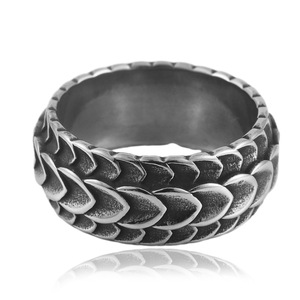 Men's <b>Titanium</b> Steel Dragon Scale <b>Ring</b> Silver Color Animal Pattern Fashion Jewelry Gift 24048 - Product Image 2
