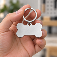 Étiquettes d'identification pour animaux de compagnie en acier inoxydable gravées au laser personnalisées, double face avec porte-clés, étiquettes de collier pour chien pour l'identification des animaux