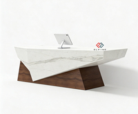 Bureau de réception moderne en marbre personnalisé avec façade LED, bureau de réception incurvé moderne pour salon de beauté, bureau de réception de luxe