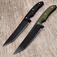 Pisau Taktis Berburu & Survival DIY OEM, Baja Tahan Karat D2, Gagang G10, untuk Berkemah, Ketebalan 4.8mm, Bilah Tetap 21cm