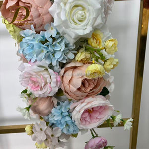 JINDA Nouveau design, petite taille, chemin de table en fleurs artificielles multicolores en soie pastel pour mariage et fête - Product Image 4