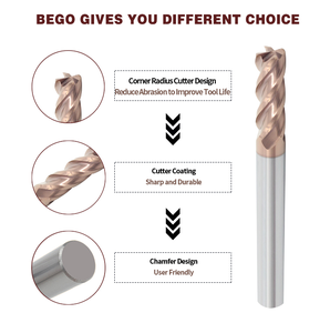बहु-बांसुरी cnc फ्लैट/बॉल/बैल नाक/कोने त्रिज्या मिलिंग कटर कोबाल्ट कोबाल्ट लेपित कोने त्रिज्या अंत मिल - Product Image 5