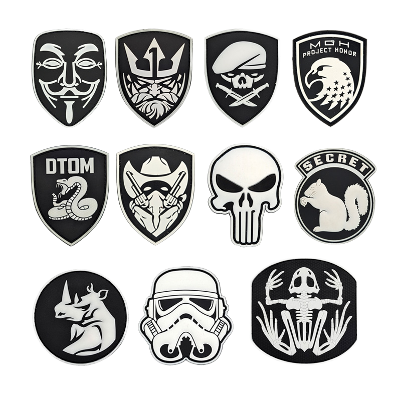 3D Luminous Rubber Patches Customized Silicone Sew-On Badges 2025 Halloween Fashion