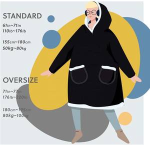 Venta al por mayor naturaleza 100% poliéster suave a cuadros adulto usable Sherpa polar de gran tamaño Sudadera con capucha Manta con capucha - Product Image 6