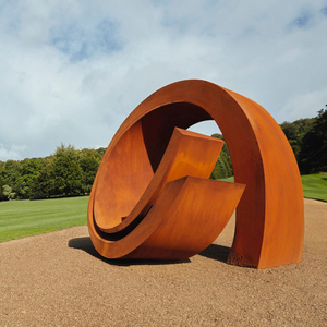 Scultura da Giardino in Metallo per Decorazione Esterna, Cerchio Spezzato in Acciaio Corten Piegato - Product Image 5