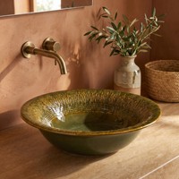 Lavabo en céramique haut de gamme, moderne, écologique, à motif bois en relief, forme fleur, style luxe léger